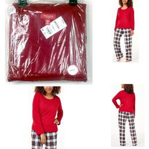 BIN Family PJs Stewart Plaid Womens Mix It Top & Flannel Pants Pajama Set NWT
